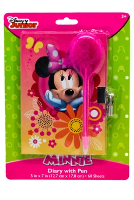 Disney Junior School Minnie Mouse Bow Diary with Marabou Pen Lock & Key 60 Sheet - Image 1 of 4