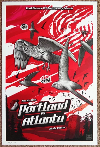 Portland Trailblazers GAMEDAY POSTER 35/150 Atlanta Hawks 11-10-19 Blazers Cover
