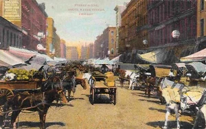 South Water Street Wagons Fruit & Vegetable Market Chicago Illinois postcard - Picture 1 of 2