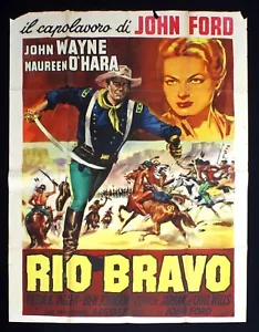 RIO BRAVO poster manifesto John Wayne Ford Maureen O'Hara Grande Western C55 - Foto 1 di 1