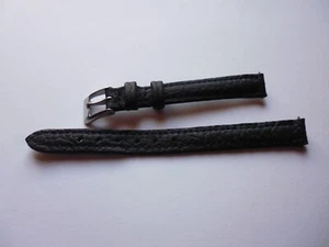Bracelet montre cuir noir veau doublé veau 10 mm boucle argent - Picture 1 of 3