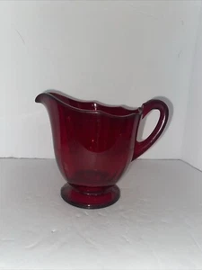 Vtg 1930’s Ruby Red Fostoria Fairfax Depression Glass Footed Creamer Christmas - Picture 1 of 12