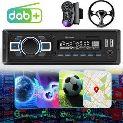 DAB+1DIN Autoradio Mit Bluetooth 5.0 RDS USB 2.0 AUX MP3 Player Lenkradsteuerung - Bild 1 von 4