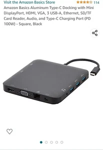 Amazon Basics Aluminum Type-C Docking with MiniDisplayPort...... GREY NOT BLACK. - Picture 1 of 4