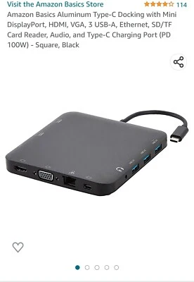 Amazon Basics Aluminum Type-C Docking with MiniDisplayPort...... GREY NOT BLACK. - Image 1 of 4