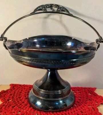 Декоративная посеребренная корзина для невест Rogers & Co основание пьедестал винтажный ремонт X5 - Изображение 1 из 4