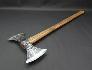 4,43 LBS Double bit Bearded Axe viking style Tomahawk Battle Axe With Sign - Picture 1 of 6