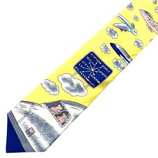 Ian Heath Silk Tie Vintage Tie Rack Silk Plane Airport Travel Tie Work Wear 