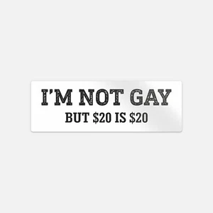 Im Not Gay But 20 Bucks Is 20 Bucks Car Bumper Vinyl Sticker Decal - Picture 1 of 4