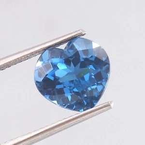 AAA Natural Flawless Brazilian Blue Tourmaline Loose Heart Cut Gemstone 4.35 Ct - Picture 1 of 4
