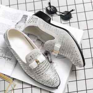 Luxury Men Business Dress Shoes Rhinestone Loafers Slip On Flats Footwear