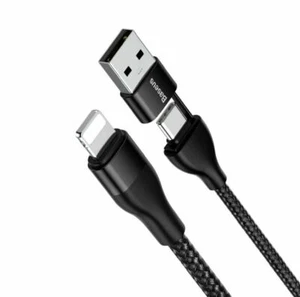 USB Type C/USB A to iPhone 3ft 18W Quick Charge Rugged Nylon Cable iPhone 13 12 - Picture 1 of 8