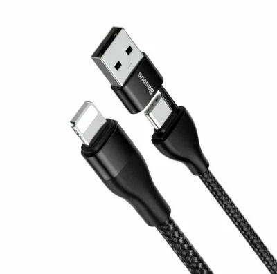 USB Type C/USB A to iPhone 3ft 18W Quick Charge Rugged Nylon Cable iPhone 13 12  - Image 1 of 4