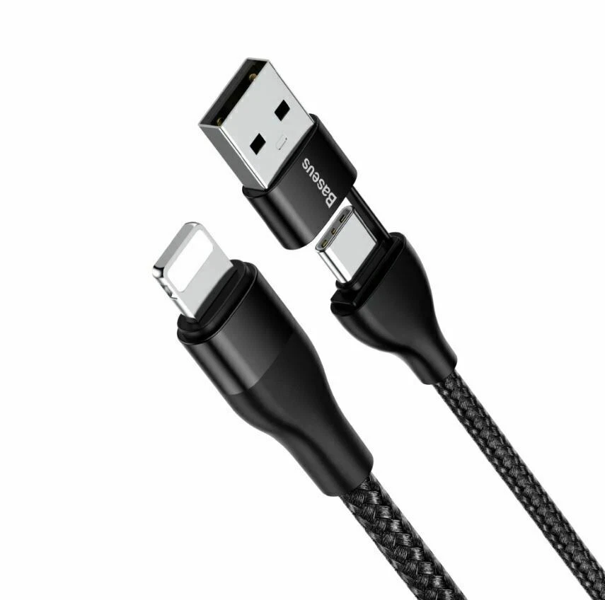 USB Type C/USB A to iPhone 3ft 18W Quick Charge Rugged Nylon Cable iPhone 13 12  - Image 1 of 4
