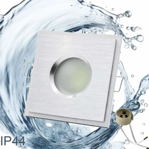 LED Einbaustrahler 230V Bad Einbauspots Dimmbar IP44 Quadrat Alu Satiniert GU10 - Bild 1 von 17