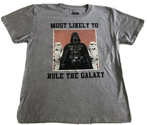 "Camiseta Gris STAR WARS DARTH VADER ""Most Likely To Rule The Galaxy"" Niños L ¡NUEVA! - Imagen 1 de 12
