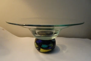 Studio Art Glas dichroitisch Briefbeschwerer Basis Schüssel/Kompott 8,5" breit - Bild 1 von 9