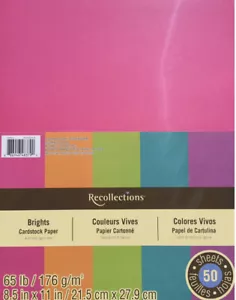 8 1/2 X 11 “ BRIGHT “ SCRAPBOOKING/ CRAFTS ~50 SHEETS~ BY RECOLLECTIONS~ - Picture 1 of 1