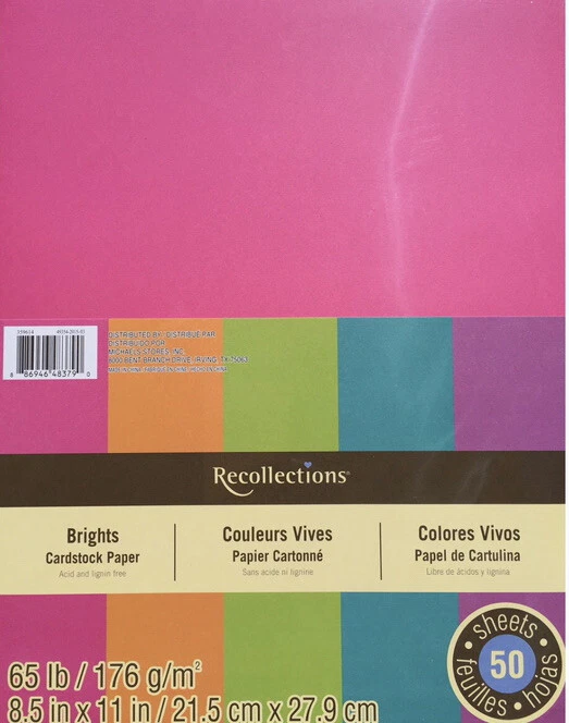 8 1/2 X 11 “ BRIGHT “ SCRAPBOOKING/ CRAFTS ~50 SHEETS~ BY RECOLLECTIONS~ - Image 1 of 1