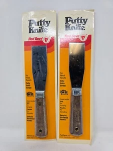 Vintage Red Devil Putty Knives Scraper Wood Handle Brass Pins USA P1 - 1 1/4”S - Picture 1 of 5
