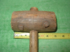 VINTAGE SOLID WOOD 1lb. MALLET 4-1/2" X 2-1/4" WOODEN HAMMER HEAD "HOME MADE?" - Picture 1 of 8