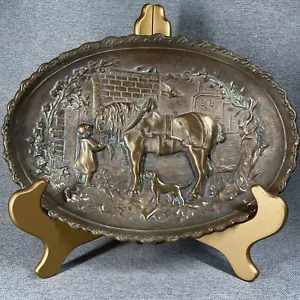 Vintage belgische Blikvanger Deko Tablett Tischplatte Obstschale Guss massiv Bronze - Bild 1 von 7