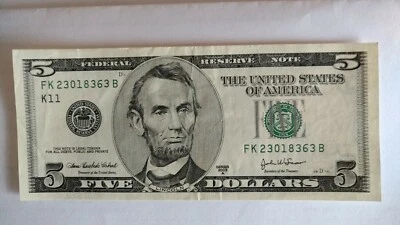 Fr-1990A 2003A Federal Reserve Note Circulated has a few wrinkles on it. - Image 1 of 4