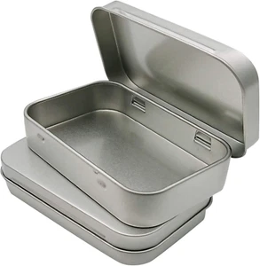 2 Pcs Metal Hinged Tin Box Container Mini Portable Small Storage Container Kit w - Picture 1 of 12