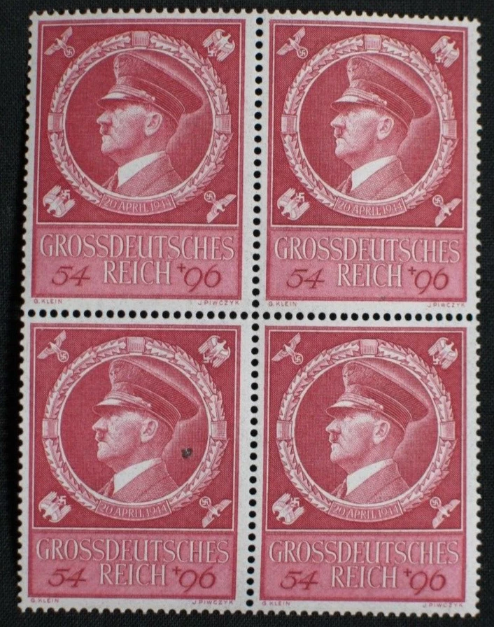 WW2 Germany, Adolf Hitler 55th. birthday in block of four ** / MNH - Image 1 of 1