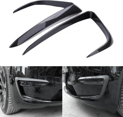 1 Pair Black Front Fog Light Lamp Eyebrow Cover Trim For Tesla Model 3 2017-2022 - Imagem 1 de 4