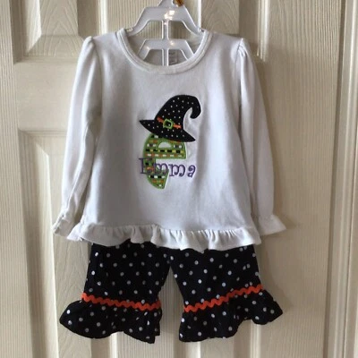 Traje de Halloween "Emma" con monograma de 2 piezas para niñas pequeñas ~ talla 12-18 meses Foto 1 de 4