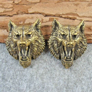 Messing ""Wolfskopf"" Form Tasche Geldbörse Conchos Niete Nieten Punk Schraube 2 Stck. - Bild 1 von 9