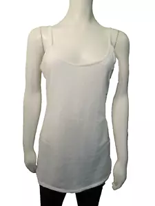 Old Navy White Fitted Stretch Cotton Tank Top Cami L Tunic Length NEW - Picture 1 of 11