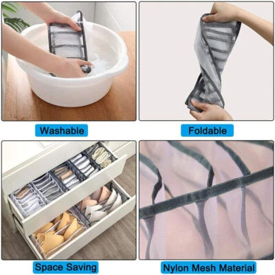 2Pack Foldable Drawer Organizer Closet Storage Box Clothes Underwear Bra Sock US - Image 1 of 4