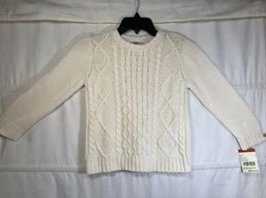 NWT OshKosh B’gosh Kids Girl's Tight Cable Knit Sweater Size 5 Beautiful Cream - Picture 1 of 15