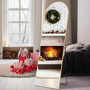 Arched Full Length Mirror 59X16 Full Body Floor Mirror Standing or Leaning Gold - Picture 1 of 11