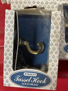 Vintage Stanley Tassel Hook Solid Brass ~ New in Box BIN For A Pair - Picture 1 of 1