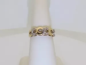 Anillo de oro vintage pavé natural banda de diamantes de 18k diseñador regalo talla 6,5 R010 - Imagen 1 de 10