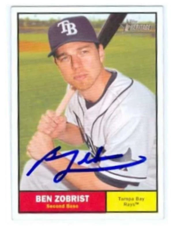 Ben Zobrist autographed Baseball Card (Tampa Bay Rays) 2010 Topps Heritage #355 - Image 1 of 1