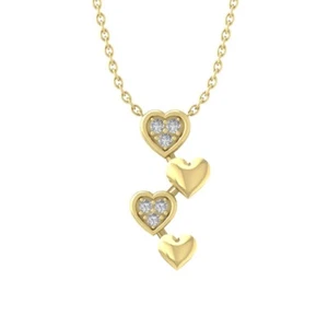 Lab Grown Diamond 14K Yellow Gold Heart Pendant 18" Silver Cable Chain 2gm - Picture 1 of 5