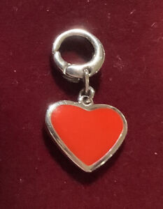 FOSSIL - Lovely Red Heart - Enameled -  Bracelet, Drop Charm/Pendant - NWOT