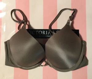 New Victorias Secret Miraculous Bombshell Adds 2 Cup 32C Satin Taupe Bra N6504 - Picture 1 of 4