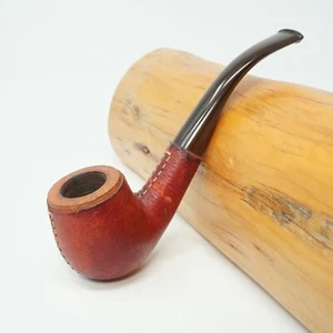Leather Covered Bent Billiard Estate Briar Tobacco Pipe - Picture 1 of 12