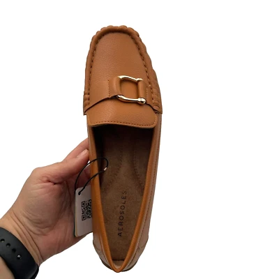 Aerosoles Womens Loafers Sz 8.5 Cognac Vegan Leather Lightweight Cushioned Shoes - Image 1 of 4