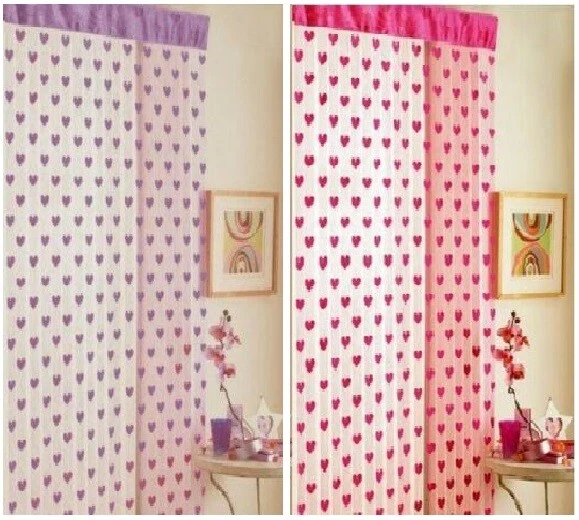 Lujo Corazones Puerta Cortina Ventana Habitación Divisor Ciego Borla Pantalla Mosca 90x200cm Foto 1 de 4