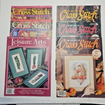 Lot of 6 Various Cross Stitch and Country Crafts Magazines 90s Leisure Arts More - Image 1 of 4