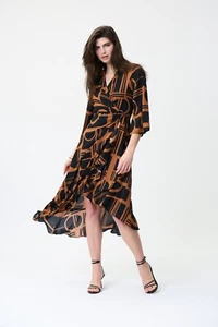 Joseph Ribkoff 224086 UK Size 16 Maple/Black Dress Original Price £335.00 - Picture 1 of 6