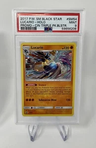 Carta Pokemon PM SM 2017 Black Star Lucario Holo Promo SM54 PSA 9 come nuova - Foto 1 di 2