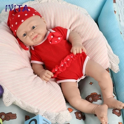 IVITA 16'' Weaky Silicone Reborn Baby Girl Cute Newborn Silicone Doll Xmas Gift - Image 1 of 4
