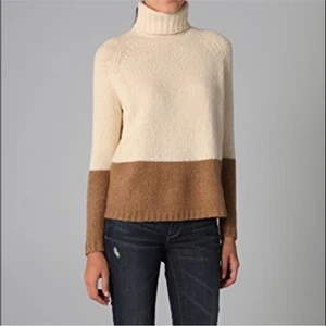 Vince Colorblock Wool Cashmere Blend Boxy Turtleneck Sweater Large $285 - Picture 1 of 10
